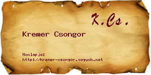 Kremer Csongor névjegykártya